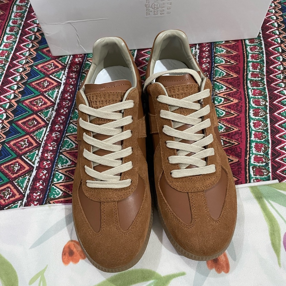 Maison Martin Margiela Men's Casual Suede & Leather Sneaker in Brown - Picture 4 of 8